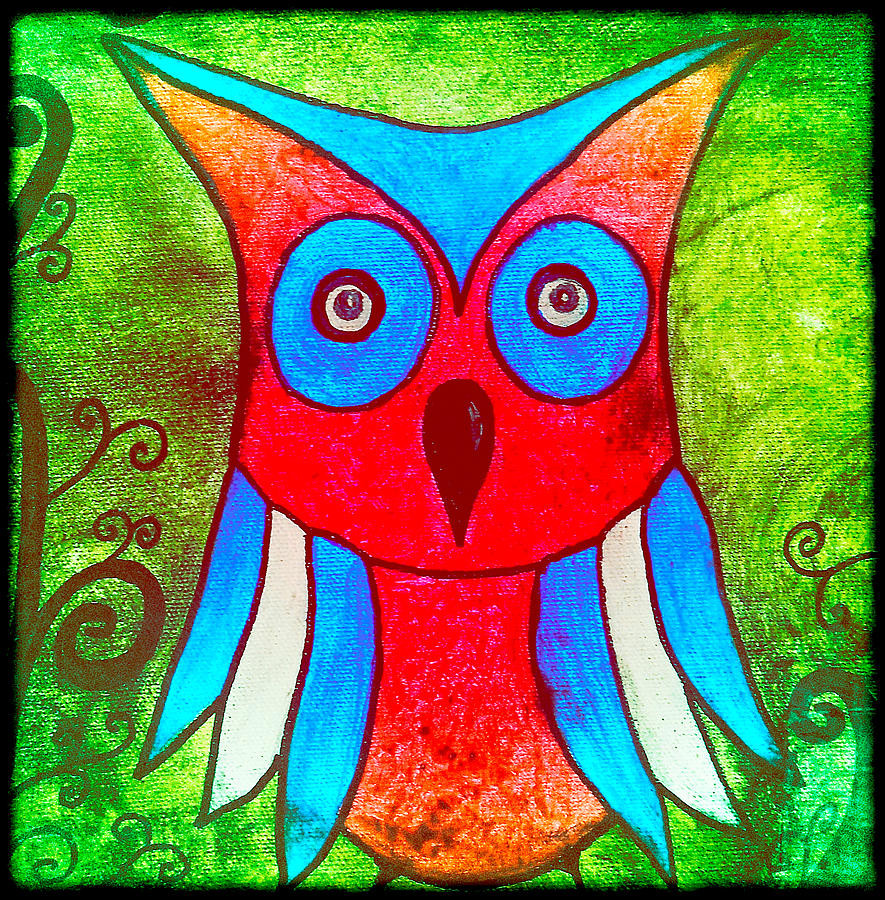 Artwork For Kids
 Colorful Owl Kids Art Painting by Laura Carter