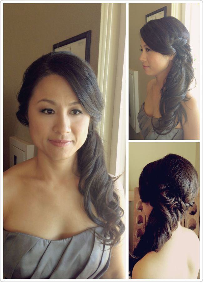 Asian Bridesmaids Hairstyles
 Wedding hair side pony tail bridesmaids hairstyle