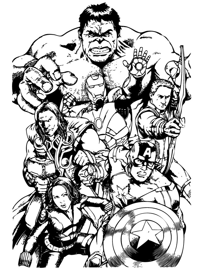 Avengers Printable Coloring Pages
 Awesome Avengers Team Coloring Page