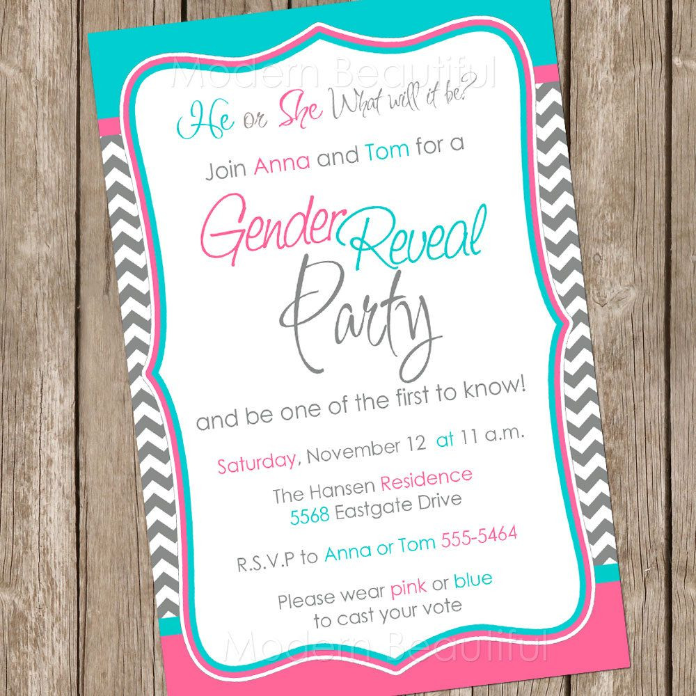 Baby Announcement Party
 Gender Reveal Invitation Baby Reveal Invite by