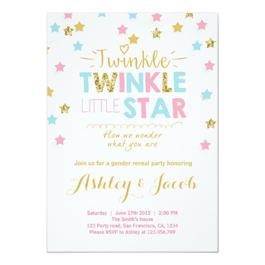 Baby Announcement Party
 Gender reveal invitation Baby shower Twinkle Star