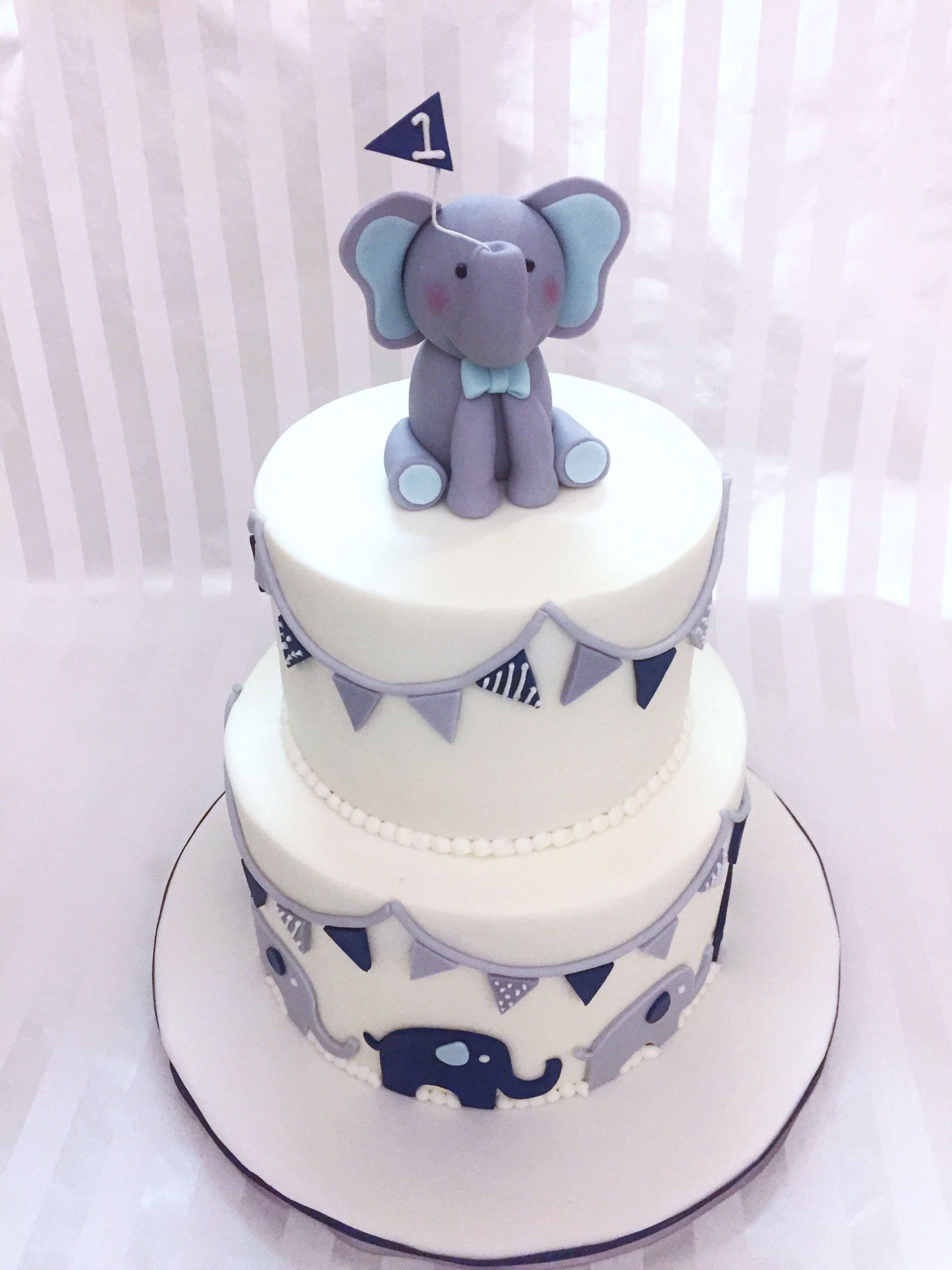 Baby Boy 1st Birthday Cake
 Baby Boy Elephant 1st Birthday Cake