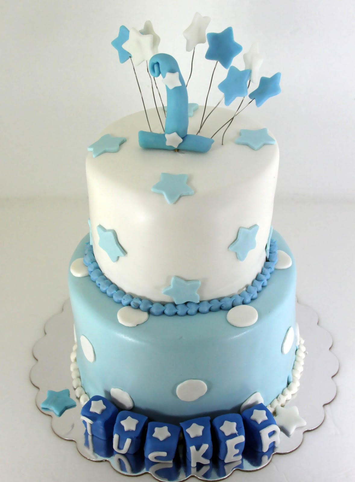 Baby Boy 1st Birthday Cake
 Tastefully Done Baby Boy Blue 1st Birthday Cake