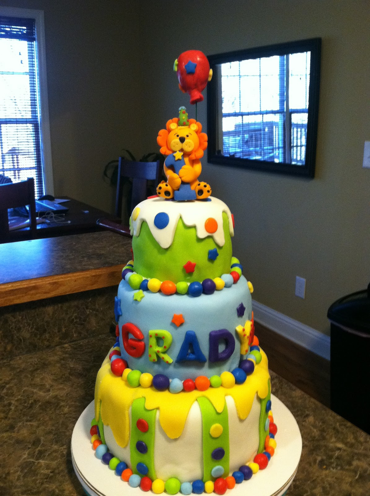 Baby Boy 1st Birthday Cake
 Brandi Cakes Baby Boy First Birthday Circus Cake