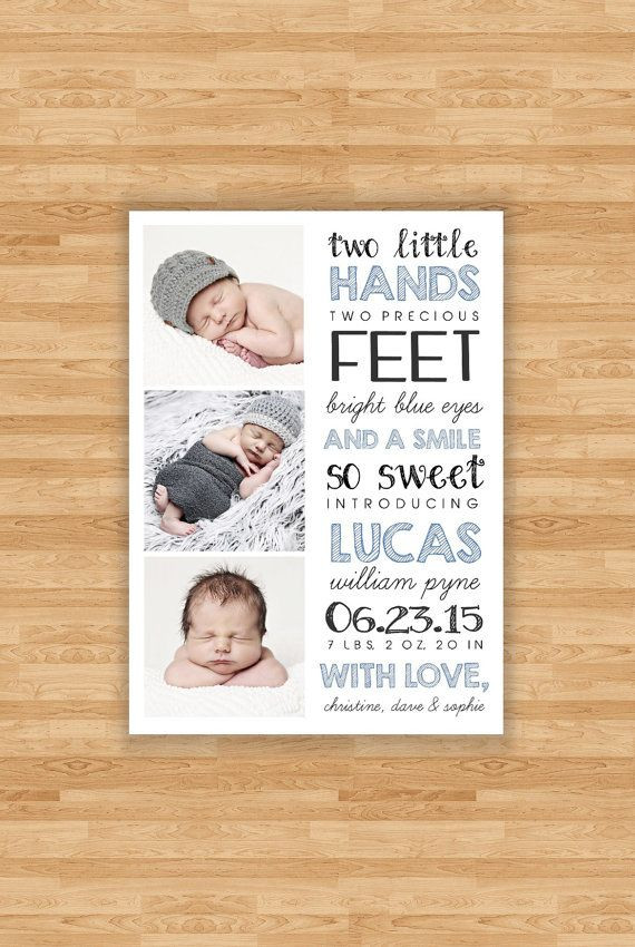 Baby Boy Announcements Quotes
 Baby Boy Birth Announcement Two Little Hands by