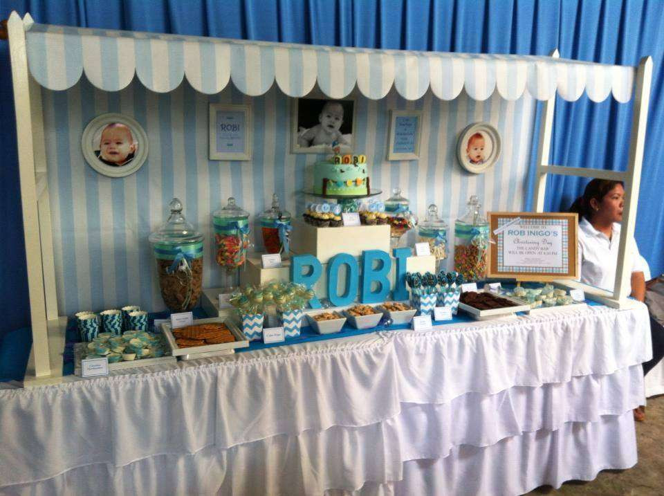 Baby Boy Christening Party Ideas
 Baby boy blue Baptism Party Ideas 5 of 5