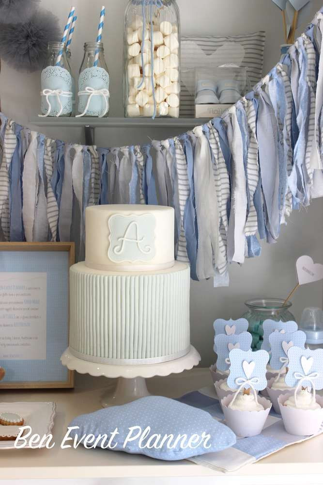 Baby Boy Christening Party Ideas
 Lovely cake at a shabby chic baptism party See more party