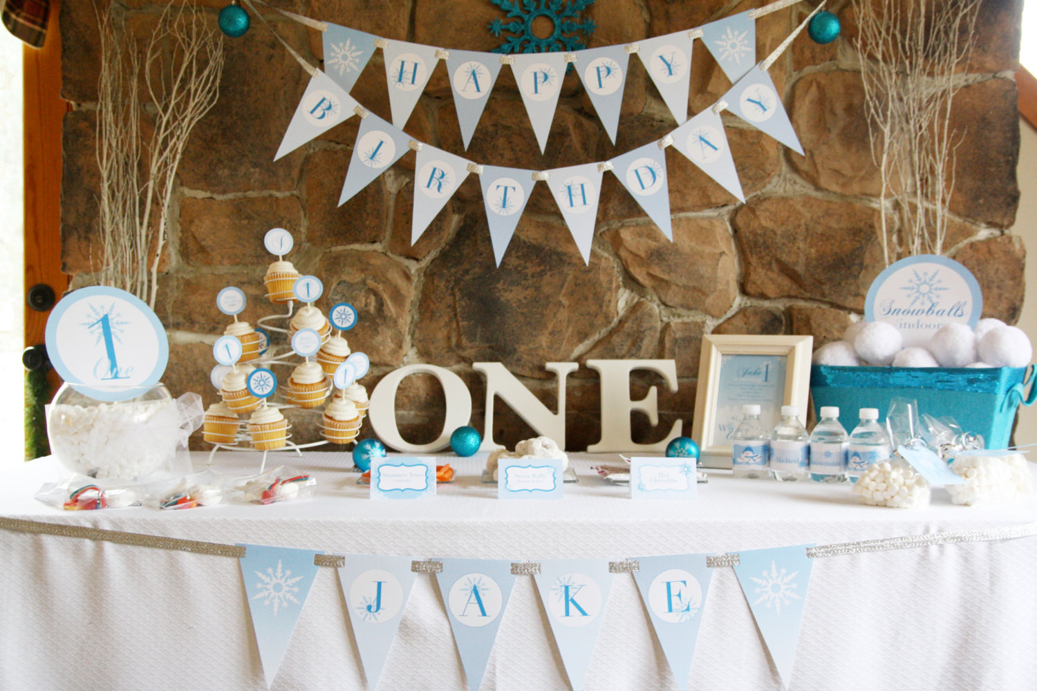Baby Boy Themed Party
 Winter ONEderland Birthday Party Theme Baby Boy s First