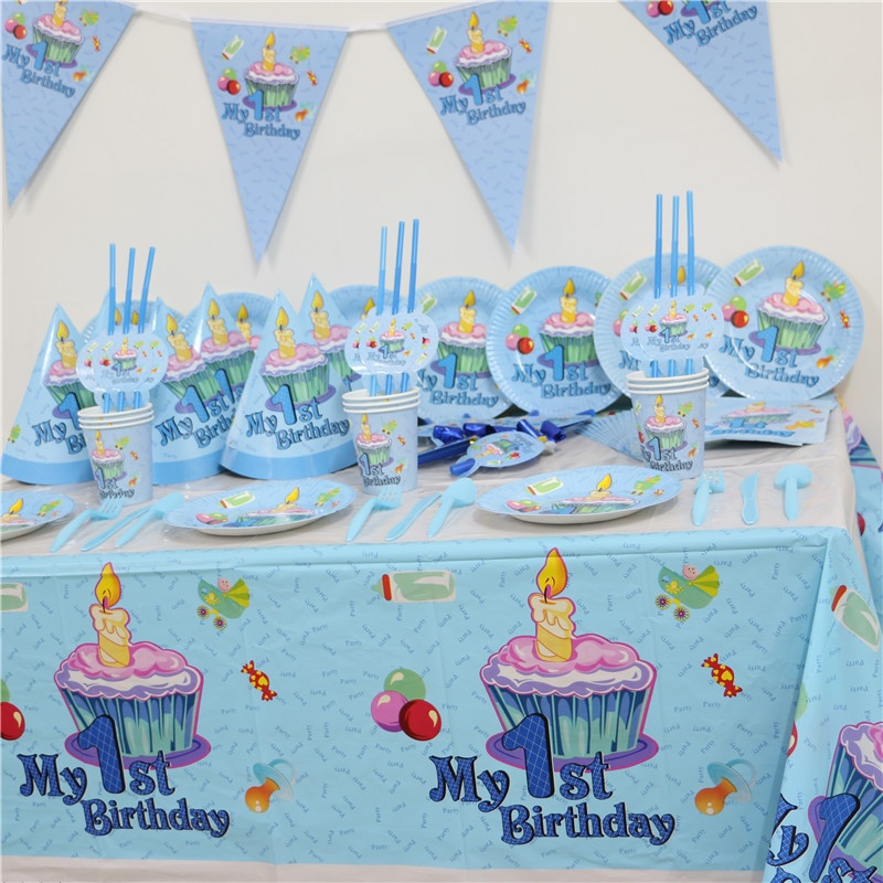 Baby Boys 1St Birthday Party Supplies
 102pcs Kids First Birthday Party Set 10 people Girl Boy