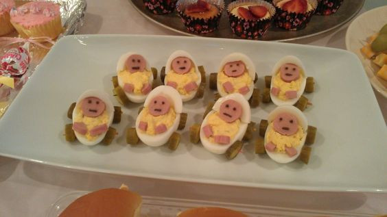 Baby Carriage Deviled Eggs
 deviled eggs as baby carriage