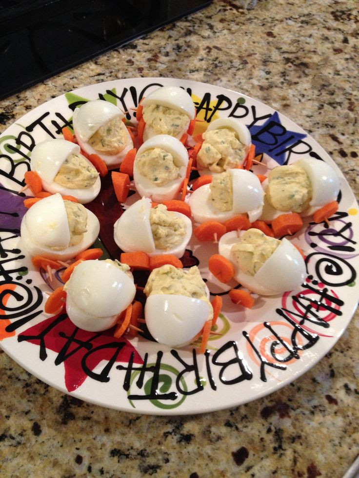 Baby Carriage Deviled Eggs
 Baby carriage deviled eggs use pickles maybe instead for