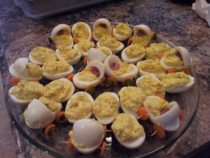Baby Carriage Deviled Eggs
 Deviled eggs for a baby shower Eggs in 2019