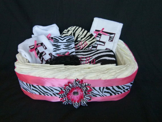 Baby Clothes Gift Basket
 Baby Girl Gift Set Personalized Baby Diaper Gift by mamabijou