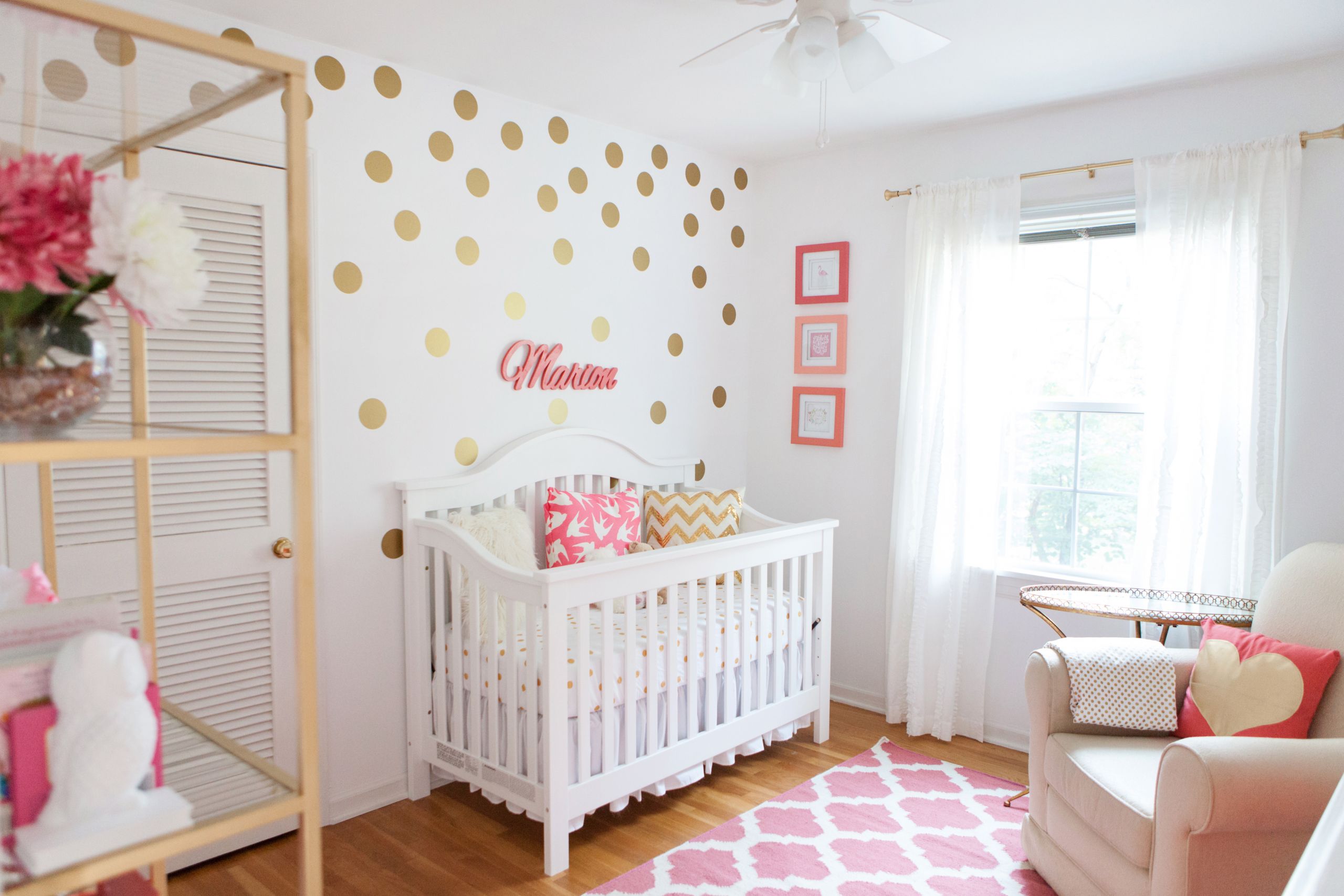 Baby Decorating Ideas
 Marion s Coral and Gold Polka Dot Nursery Project Nursery