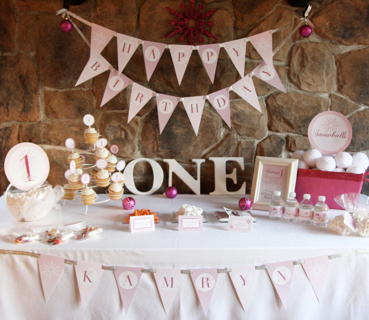 Baby First Birthday Party Supplies
 Winter ONEderland Birthday Party Theme Baby Girl s First