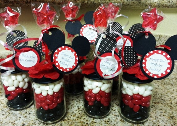 Baby Food Jars Party Favors
 Mickey Mouse Baby Food Jar Party Favors by Stinkystuffs on