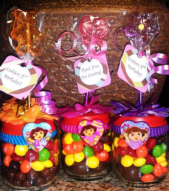 Baby Food Jars Party Favors
 Dora Baby Food Jar Party Favors Birthday party by Stinkystuffs