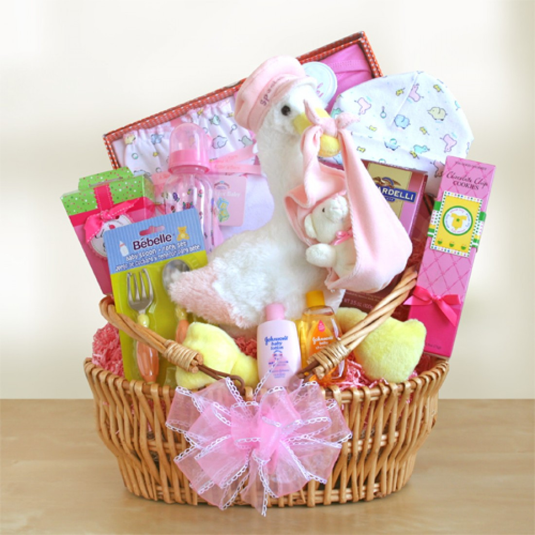 Baby Gift Basket Delivery
 Special Stork Delivery Baby Girl Basket
