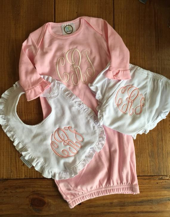 Baby Gift Monogrammed
 Baby Girl Personalized Gift Set