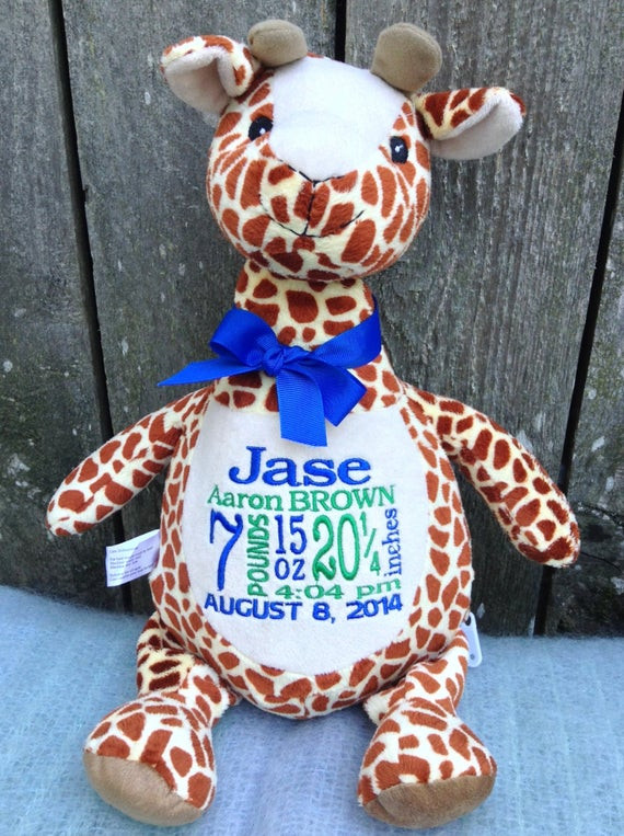 Baby Gift Monogrammed
 Personalized Baby Gift Monogrammed Giraffe Birth Announcement