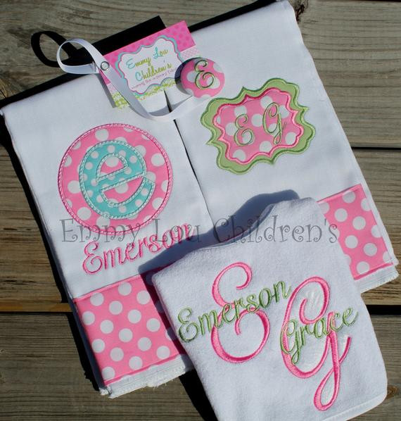 Baby Gift Monogrammed
 Personalized Baby Gift Set Set of Two Monogrammed Burp