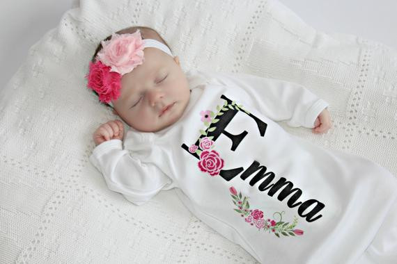 Baby Gift Monogrammed
 Personalized Baby Gift Girl Newborn Girl ing Home Outfit