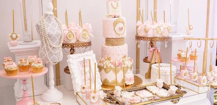Baby Girl Bday Party
 Kara s Party Ideas Diamonds & Dior 1st Birthday Party