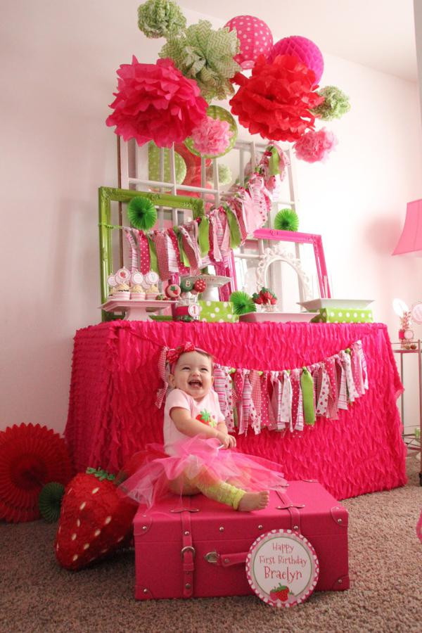 Baby Girl Bday Party
 Kara s Party Ideas Strawberry 1st Birthday Party