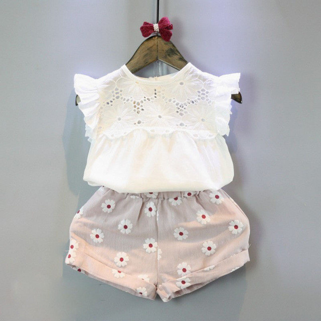 Baby Girl Fashion Clothing
 2pcs Kids Baby Girls Summer Outfits Lace Tops Floral