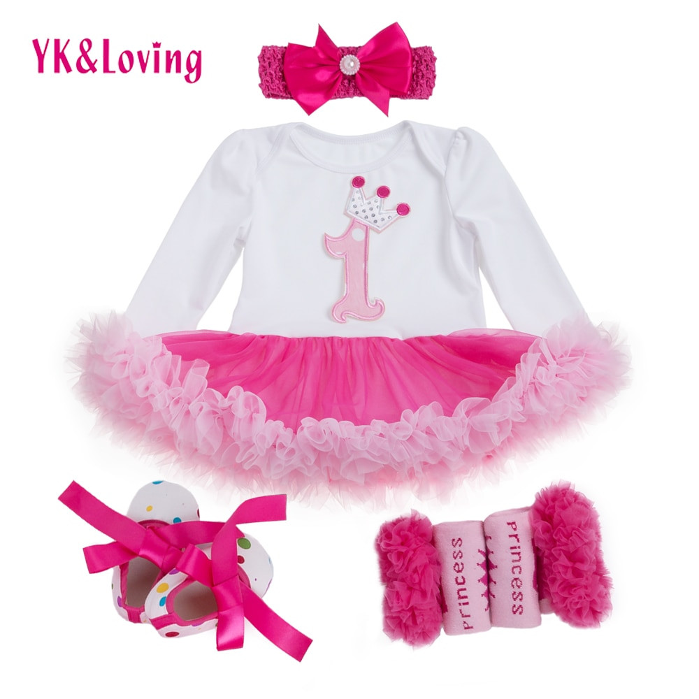 Baby Girl Fashion Clothing
 1 st Girls Bodysuit Baby Girl Clothes Baptism Dresses Pink