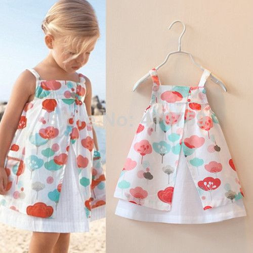 Baby Girl Fashion Clothing
 Baby Girls Cotton Casual Dress Fashion Floral Print Summer