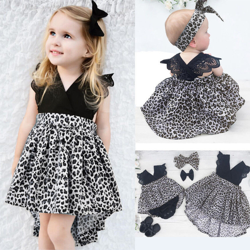 Baby Girl Fashion Clothing
 0 7Y Fashion Baby Girl Clothes Leopard Suit Lace Ruffles