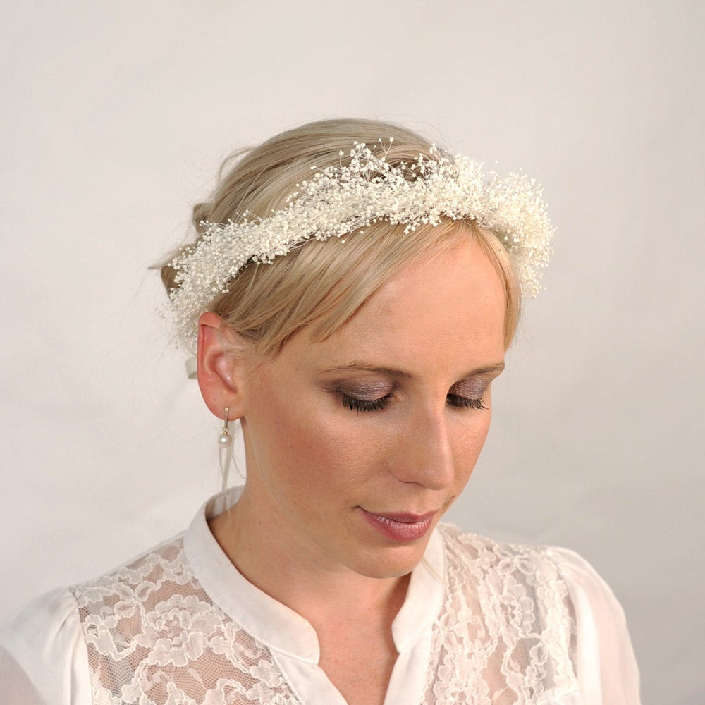 Baby Hair Pieces
 Babys Breath Bridal Headpiece Wedding Crown Flower Crown