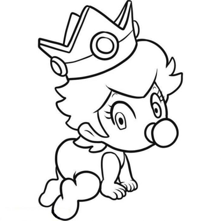 Baby Mario Coloring Pages
 Baby Princess Peach Crawling Coloring Page