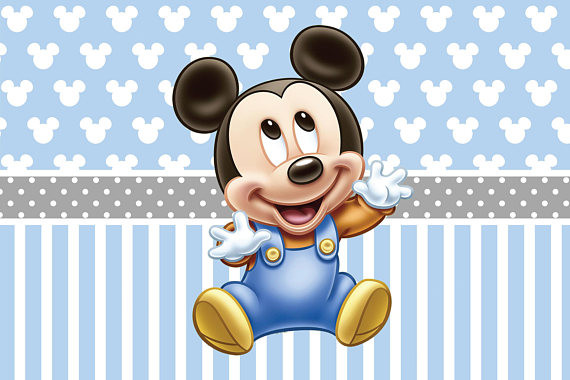 Baby Mickey Mouse Birthday Party
 DIGITAL Baby Mickey Mouse Birthday Party Backdrop Mickey