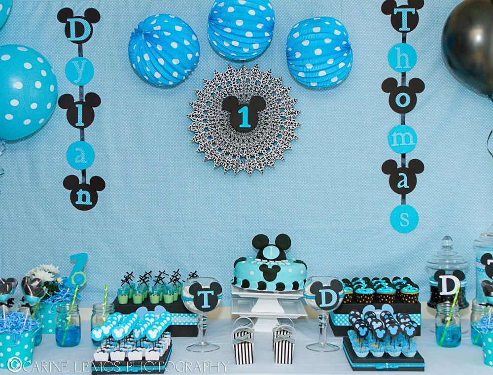 Baby Mickey Mouse Birthday Party
 Baby blue Mickey Mouse first birthday