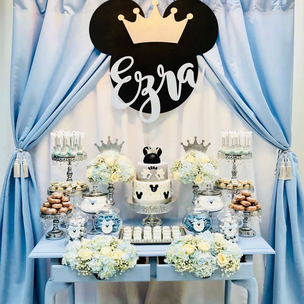 Baby Mickey Mouse Birthday Party
 Loving the dessert table at this Mickey Mouse Birthday