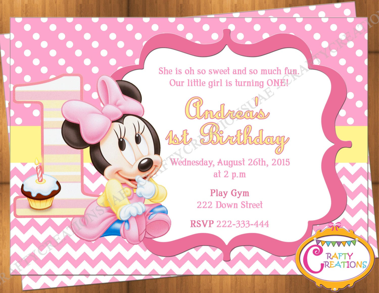 Baby Minnie Mouse 1st Birthday Invitations
 Baby Minnie Mouse First Birthday Invitation Minnie Mouse 1st