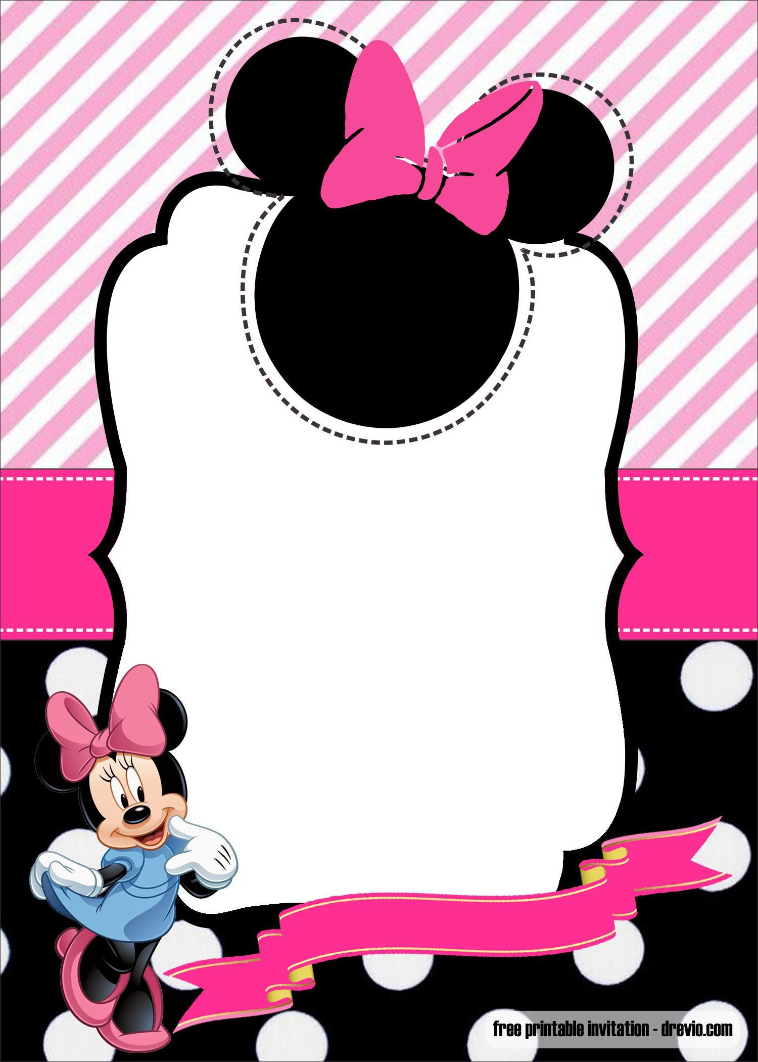 Baby Minnie Mouse 1st Birthday Invitations
 FREE Minnie Mouse 1st birthday invitation template