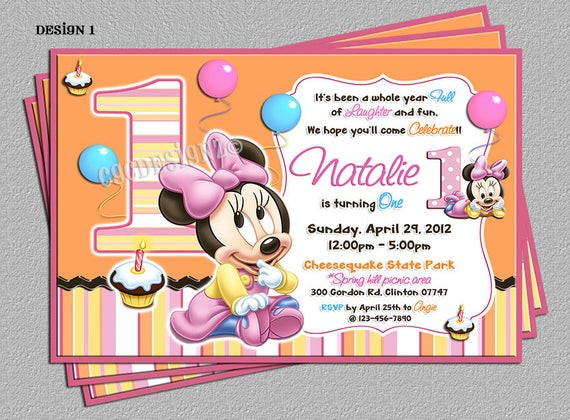 Baby Minnie Mouse 1st Birthday Invitations
 Baby Minnie Mouse 1st Birthday Party by cgcdesignzStudio