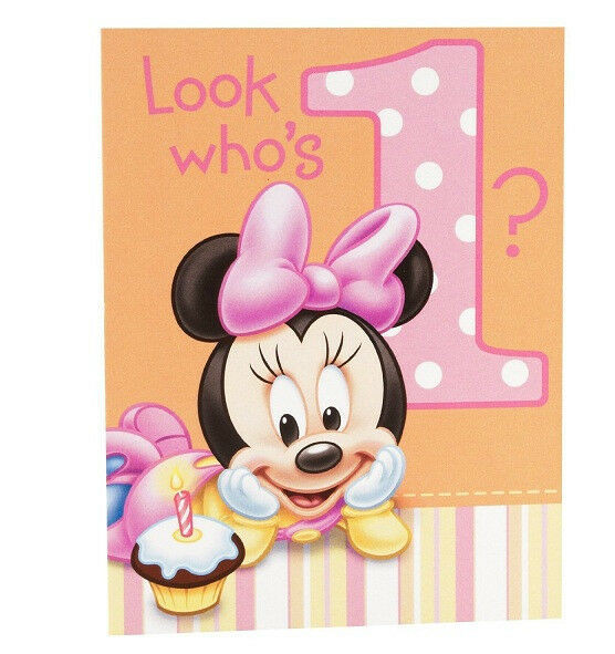 Baby Minnie Mouse 1st Birthday Invitations
 Disney MINNIE MOUSE 1st Birthday 8 Invitations with