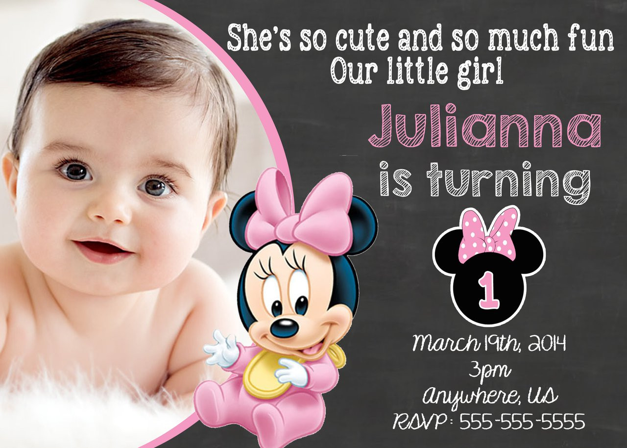 Baby Minnie Mouse 1st Birthday Invitations
 Baby Minnie Mouse Birthday Invitations