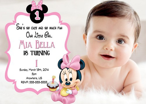 Baby Minnie Mouse 1st Birthday Invitations
 Free Printable Minnie Mouse 1st Birthday Invitations