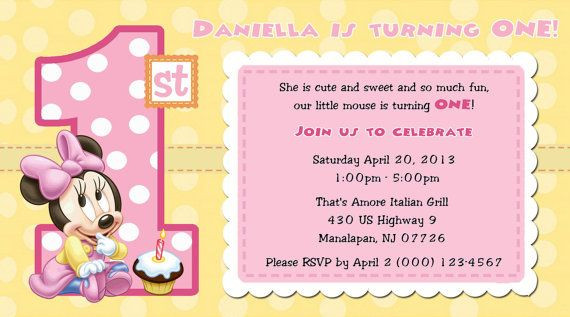 Baby Minnie Mouse 1st Birthday Invitations
 Baby Minnie Mouse 1st Birthday Invitations