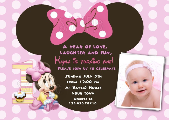 Baby Minnie Mouse 1st Birthday Invitations
 FREE Download Minnie Mouse 1st Birthday Invitations