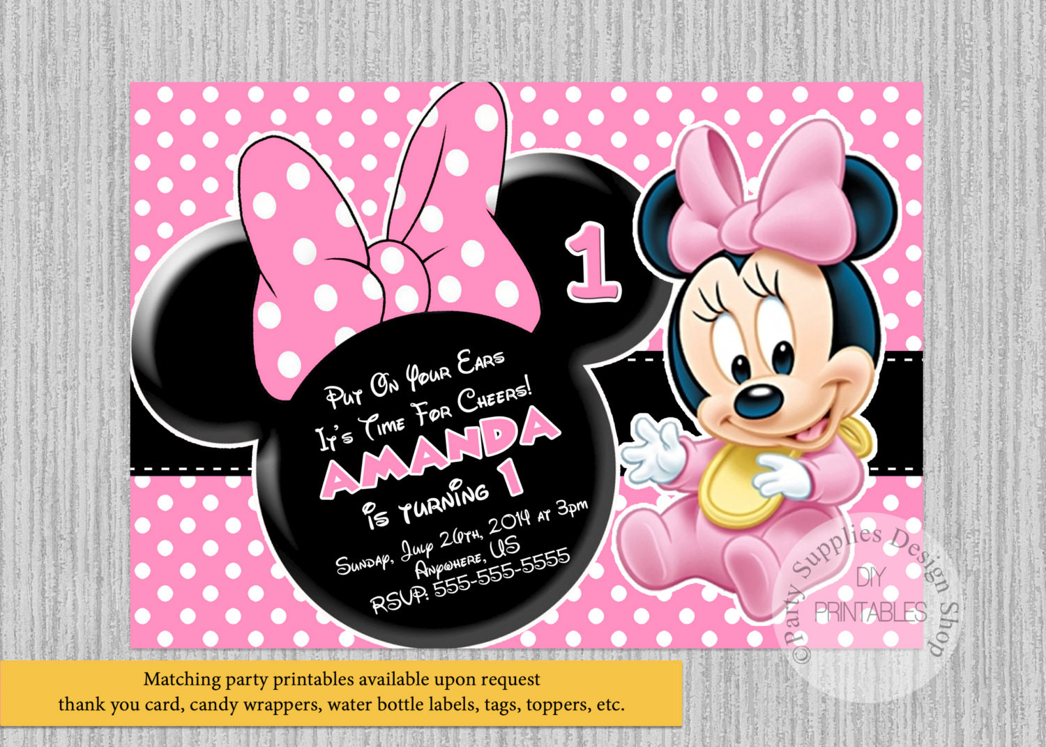 Baby Minnie Mouse 1st Birthday Invitations
 Cute Baby Minnie Mouse Birthday Invitations Baby Minnie