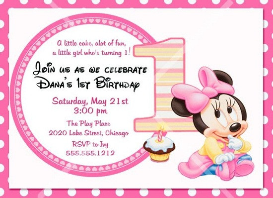 Baby Minnie Mouse 1st Birthday Invitations
 Minnie Mouse Birthday Party Invitations Ideas – Bagvania