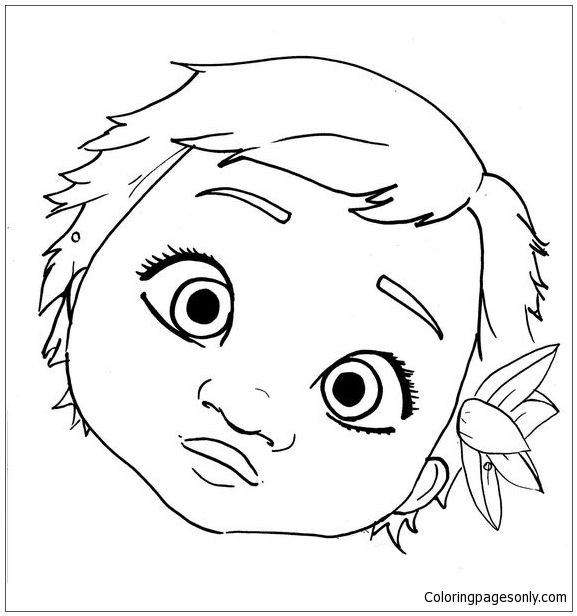 Baby Moana Coloring Page
 Cute Baby Moana Face Coloring Page
