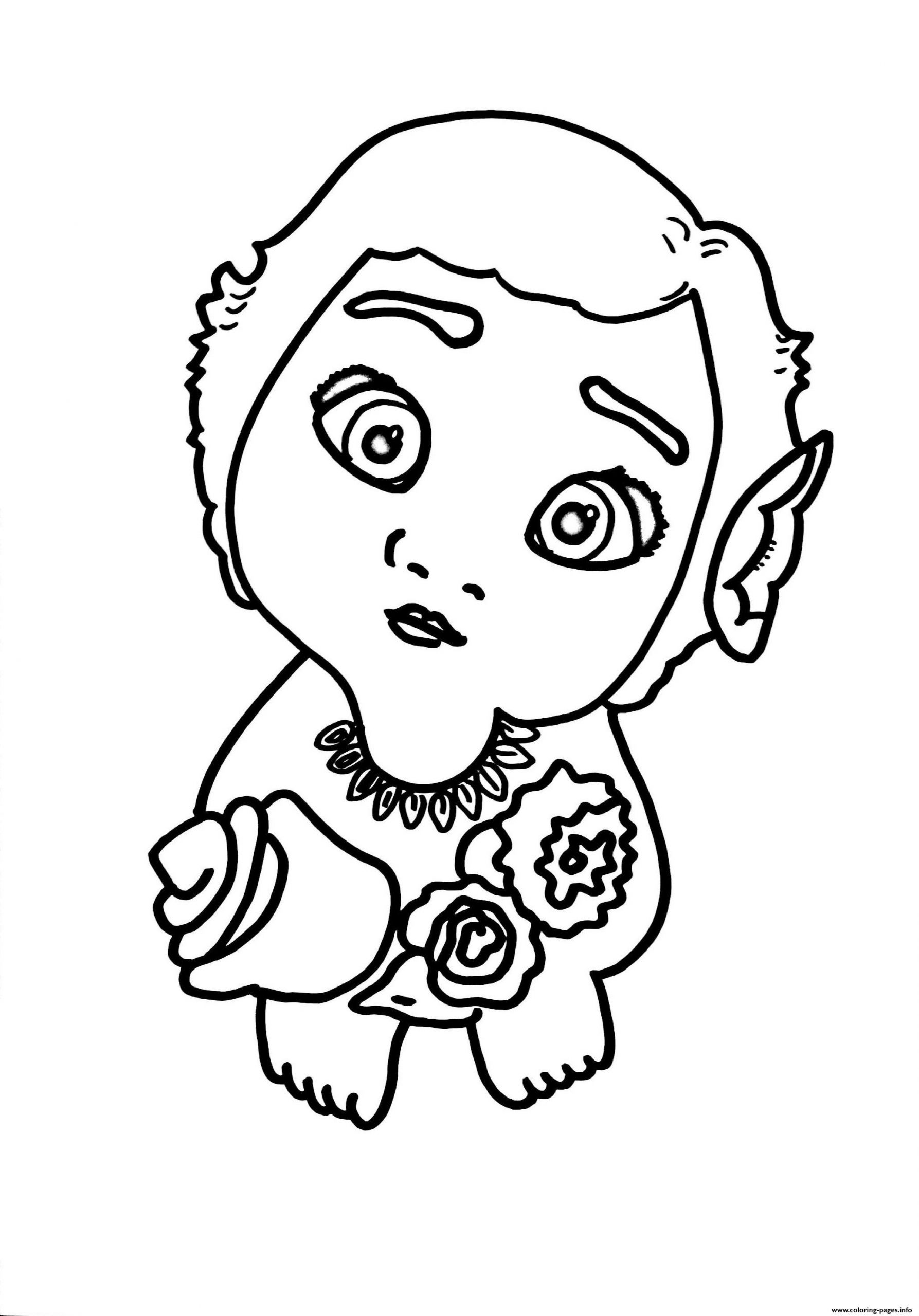 Baby Moana Coloring Page
 Baby Moana With Flowers Coloring Pages Printable