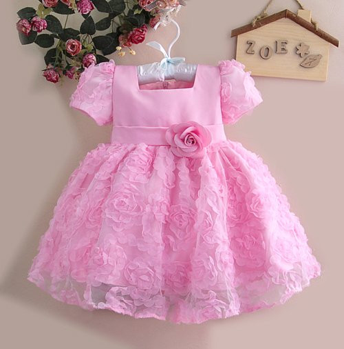 Baby Party Dresses
 Baby Girl Chiffon Flower Party Dresses Girls Dark Pink